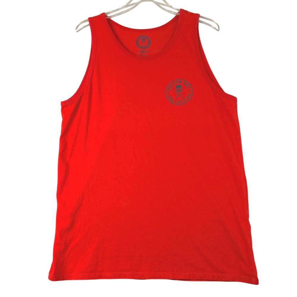 Sullen Art Collective Mens Large Red Tank Top Skull Graphic Tattoo Art Driven